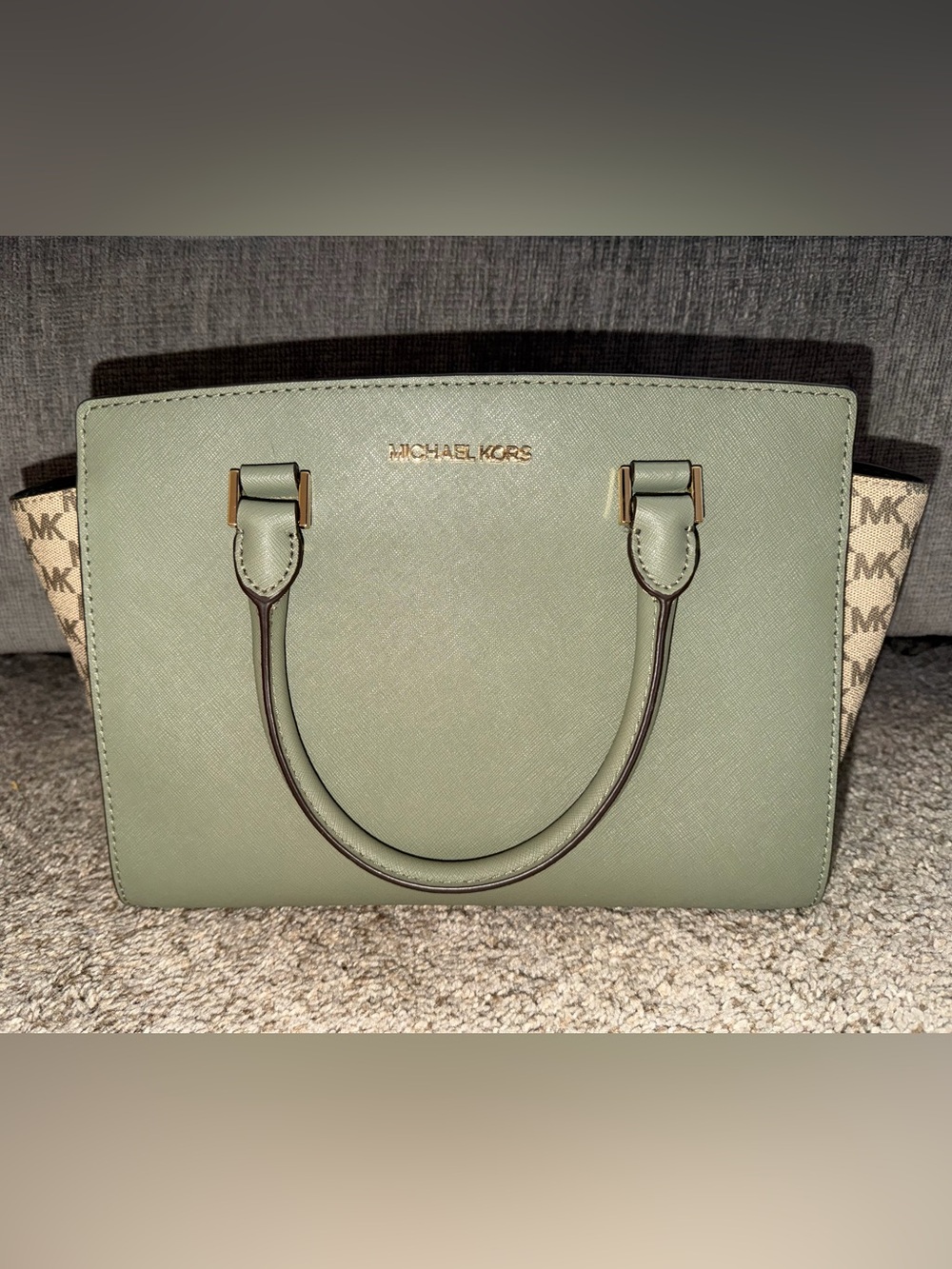 Michael Kors Sage Green Saffiano Leather Satchel